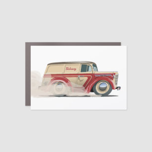 Retro Cartoon delivery van Car Magnet
