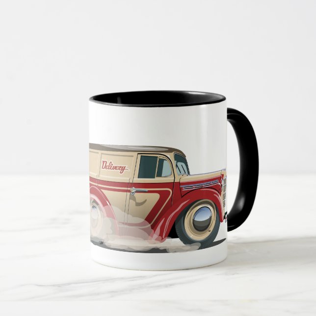 Retro Cartoon delivery van Mug (Front Right)
