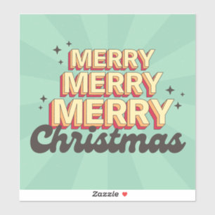 Retro cartoon design merry christmas text sticker