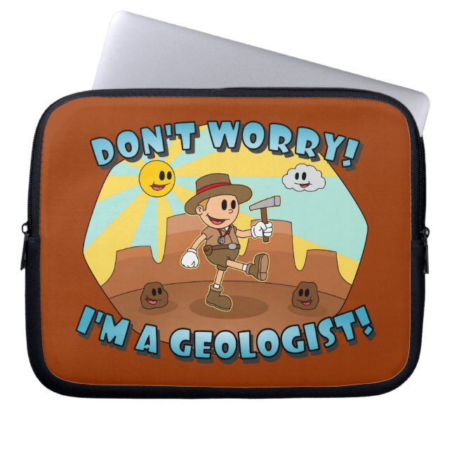 Retro Cartoon- Don't Worry! I'm a Geologist! Laptop Sleeve (Front)