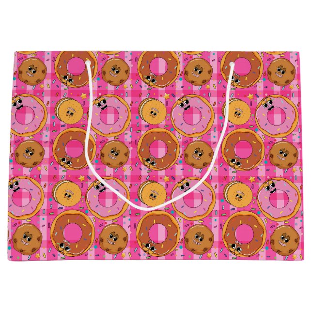 Retro Cartoon Donuts and Sweets Large Gift Bag (Front)