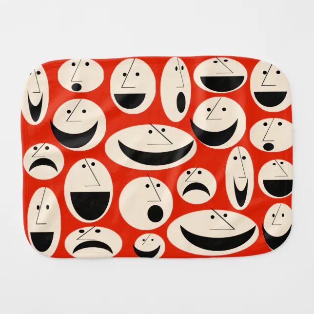 Retro Cartoon Faces Pattern Custom Burp Cloth 