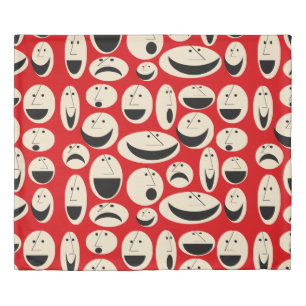 Retro Cartoon Faces Pattern Duvet Cover