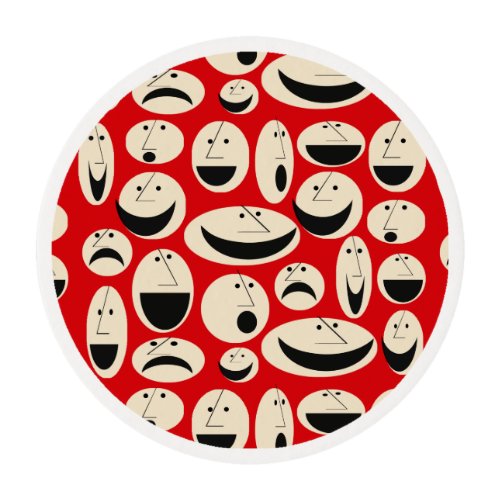 Retro Cartoon Faces Pattern Edible Frosting Sheets