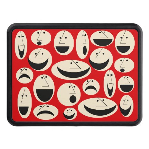 Retro Cartoon Faces Pattern Hitch Cover