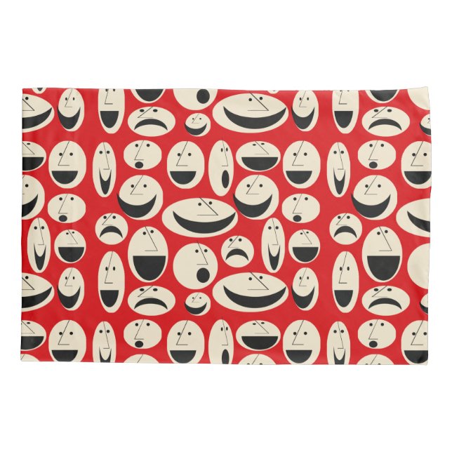 Retro Cartoon Faces Pattern Igloo Pillowcase (Back)