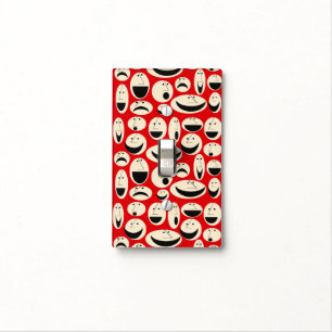 Retro Cartoon Faces Pattern Light Switch Cover
