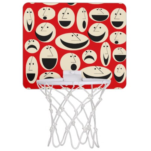 Retro Cartoon Faces Pattern Mini Basketball Goal Mini Basketball Hoop