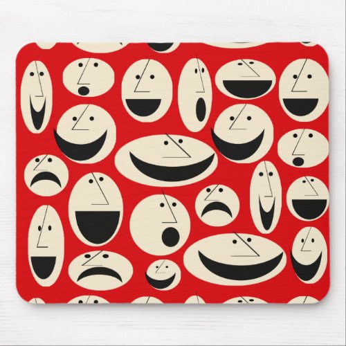 Retro Cartoon Faces Pattern Mousepad