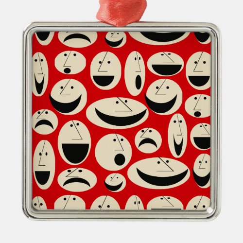 Retro Cartoon Faces Pattern Ornament