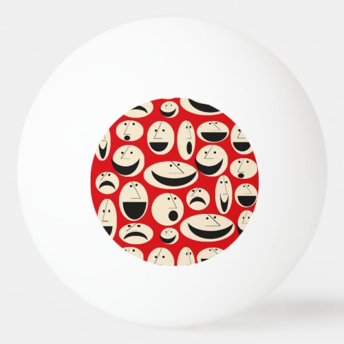 Retro Cartoon Faces Pattern Ping Pong Ball