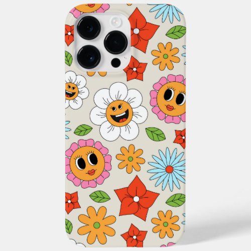 Retro Cartoon Flowers Whimsical Happy Fun Case_Mate iPhone 14 Pro Max Case