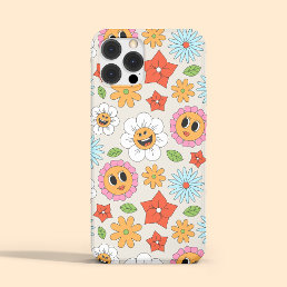 Retro Cartoon Flowers Whimsical Happy Fun iPhone 15 Pro Max Case