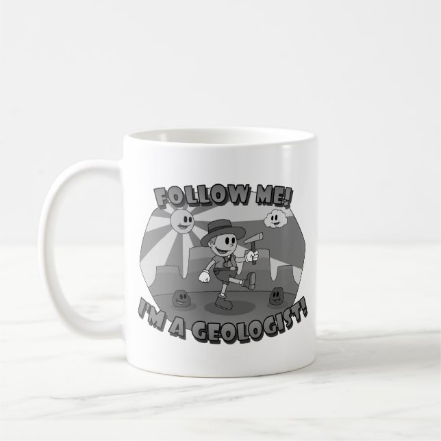 Retro Cartoon- Follow Me! I'm a Geologist! Coffee Mug (Left)