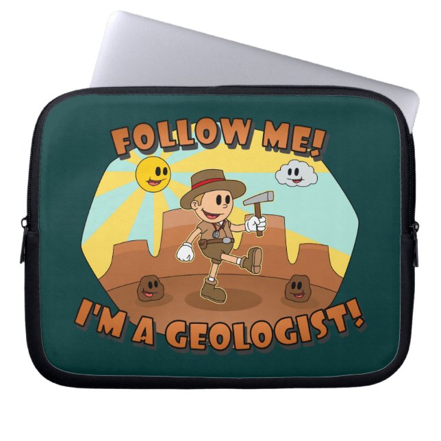 Retro Cartoon- Follow Me! I'm a Geologist! Laptop Sleeve (Front)
