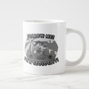 Retro Cartoon- Follow Me! I'm a Geologist! Large Coffee Mug