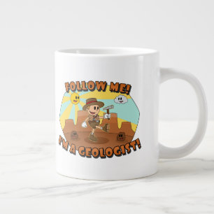 Retro Cartoon- Follow Me! I'm a Geologist! Large Coffee Mug