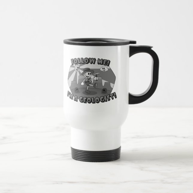 Retro Cartoon- Follow Me! I'm a Geologist! Travel Mug (Right)