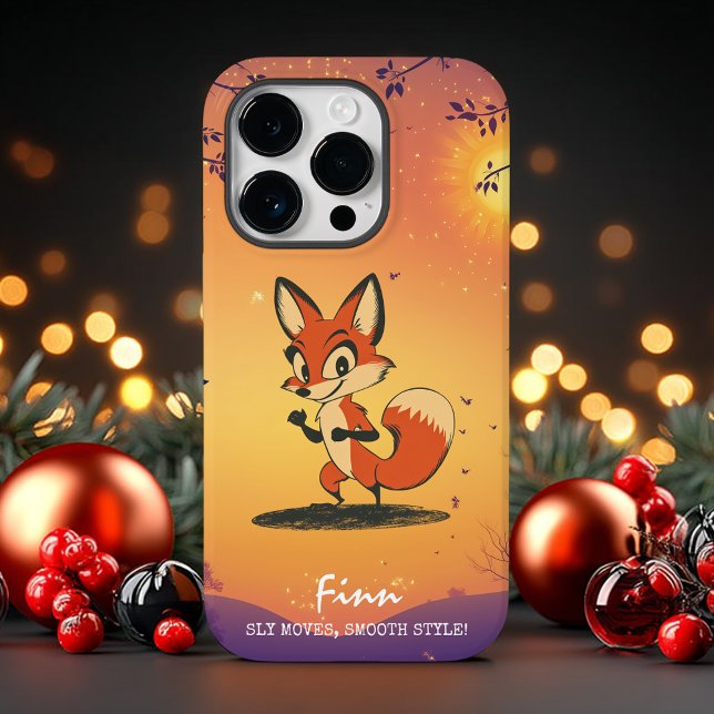 Retro Cartoon Fox at Sunset Case-Mate iPhone Case (Creator Uploaded)