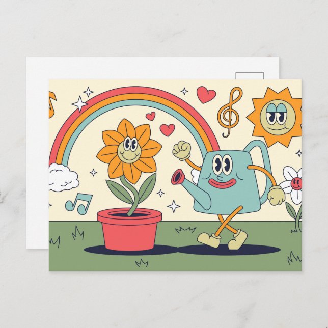 Retro Cartoon Gardening Postcard (Front/Back)