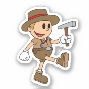 Retro Cartoon Geologist (Color) Vinyl Sticker