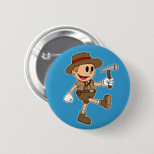 Retro Cartoon Geologist Pinback Button