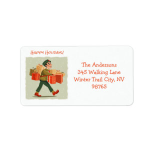 Retro Cartoon Postman Holiday Return Address Label
