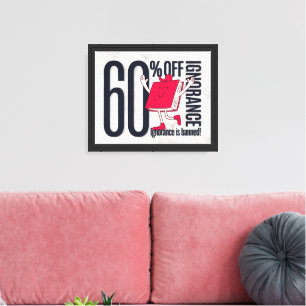 Retro Cartoon Red Book Ignorance Banned Canvas Print