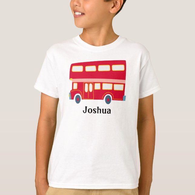 Retro cartoon red double decker bus personalize T-Shirt (Front)