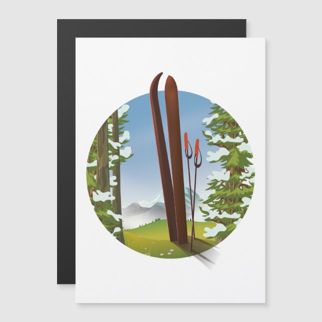 Retro cartoon ski travel logo (Front/Back)