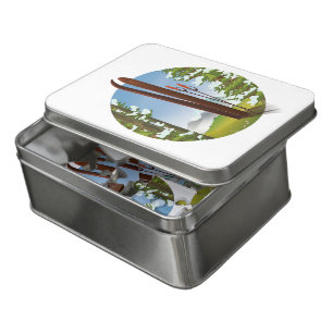 Retro cartoon ski travel logo jigsaw puzzle