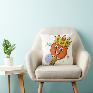 Retro Cartoon Table Tennis Paddle Throw Pillow