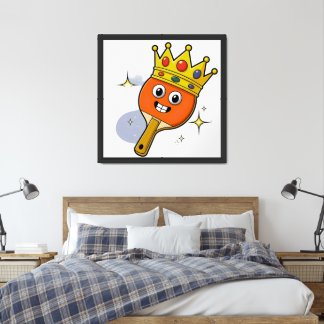 Retro Cartoon Table Tennis Paddle Wall Art