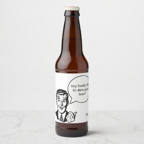 Retro Cartoon Talking Man Custom Beer Label