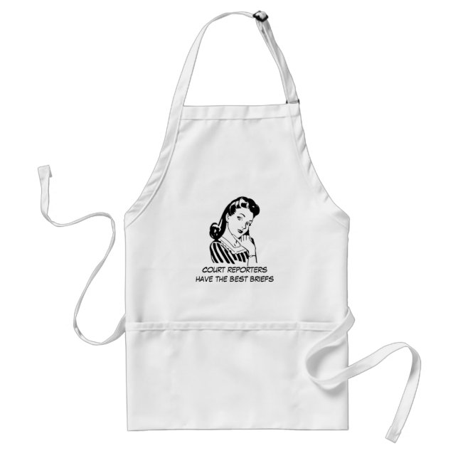 Retro Cartoon Woman Court Reporting Funny Quote Adult Apron (Front)
