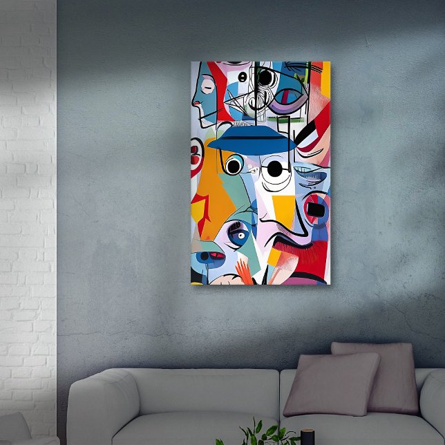 Retro Cartoonish Cubist Doodles 01 Canvas Print (Creator Uploaded)