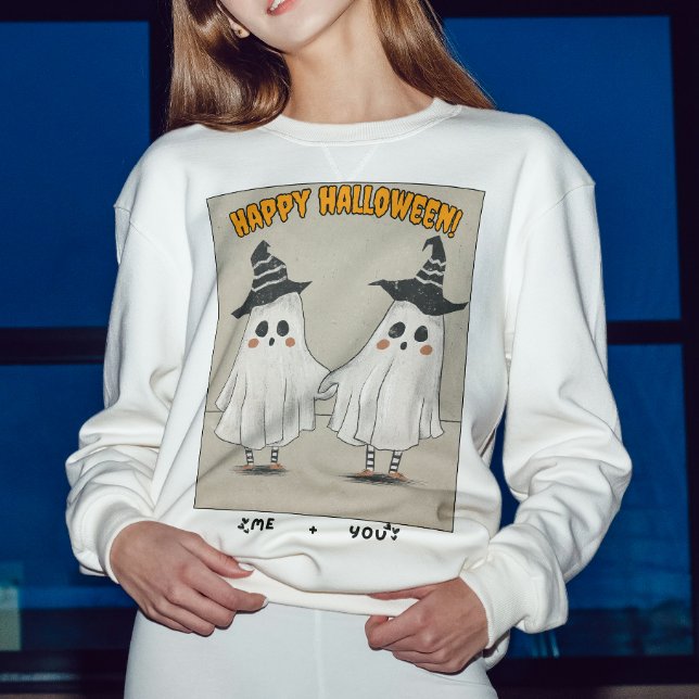 Retro Cartoonish Halloween Ghost for Couples Sweatshirt (Creator Uploaded)