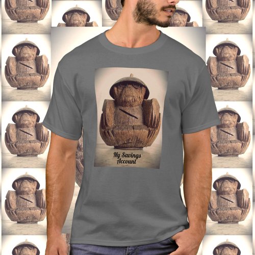 Retro Carved Coconut Monkey Bank Customizable T_Shirt