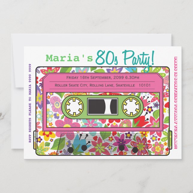 Retro Casette Tape 80s Party Theme Invitation (Front)
