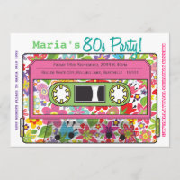 Retro Casette Tape 80s Party Theme Invitation