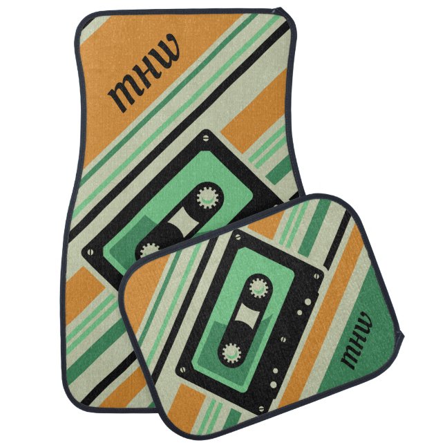 Retro Casette Tape custom monogram car floor mats (Set)