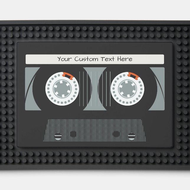 Retro Casette Tape custom text Bar Mat (Front (Close Up))