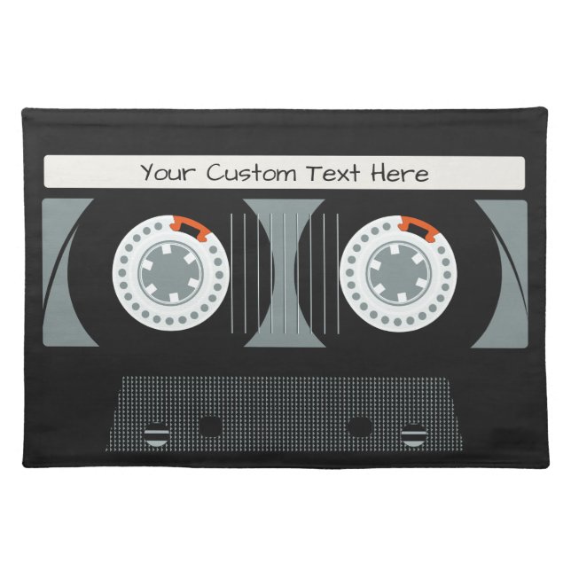 Retro Casette Tape custom text Cloth Placemat (Front)