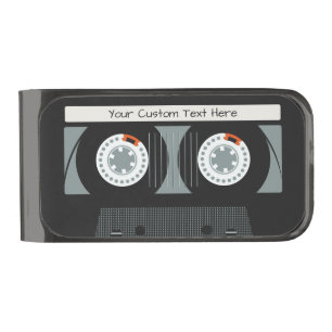 Retro Casette Tape custom text Gunmetal Finish Money Clip