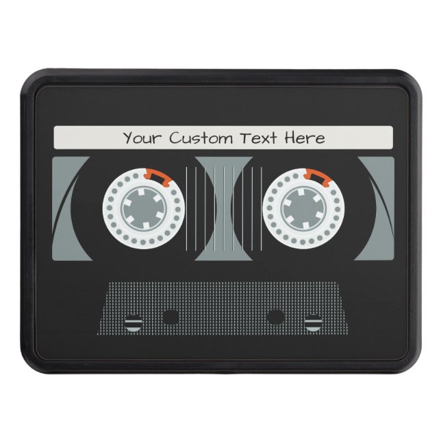 Retro Casette Tape custom text Hitch Cover (Front)