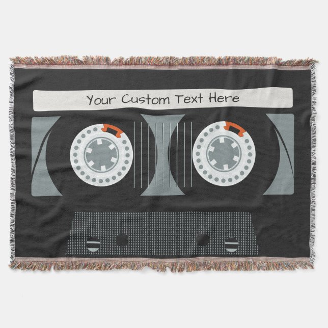 Retro Casette Tape custom text throw blanket (Front)