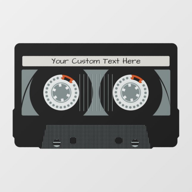 Retro Casette Tape custom text Window Cling (Sheet)