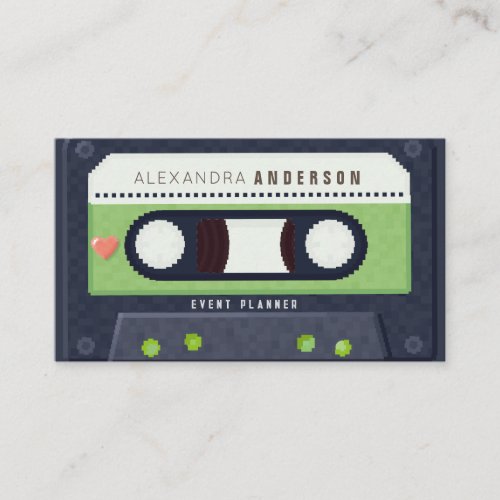 Retro Casette Tape Music Green Business Card