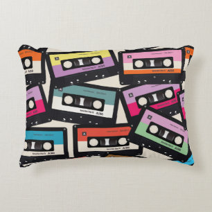 Retro cassette 2 sided design music theme accent pillow
