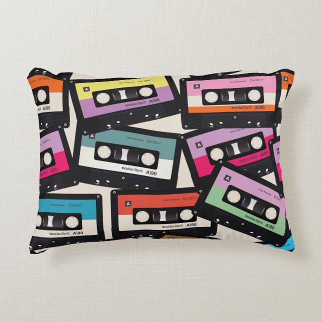 Retro cassette 2 sided design music theme accent pillow (Front)